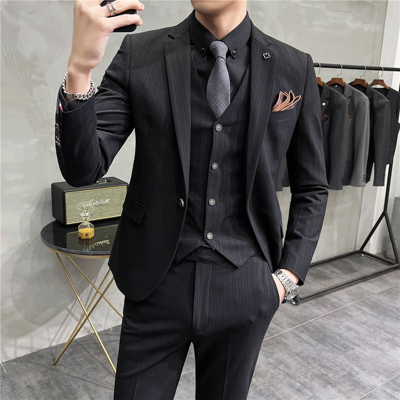 21春西服套装男士三件套韩版修身小西装新郎结婚礼服SJT9902-P285，男装西服套装，电商A311
