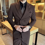 棉羊毛-西服套装男士商务休闲外套修身西装三件套SJT9998-P310，男装西服套装，电商A311