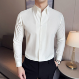 2025法式大尖领长袖衬衫男修身高级衬衣A311-CSC2409-P53，男装衬衫，电商A311