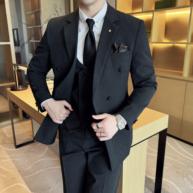 男士三件套结婚礼服休闲正装韩版修身英伦西服套装SJT9995-P285图片