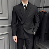 木框景2026春季西服套装纯色围巾领休闲西服A311-SJT9021-P290，男装西服套装，电商A311