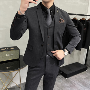 2025秋冬新西装套装修身休闲商务大码工西服男士礼服SJT9852-P265图片