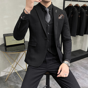 2025秋冬新西装套装修身休闲商务大码工西服男士礼服SJT9821-P265图片