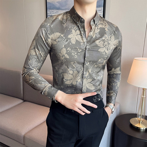 2025秋季新款印花男士衬衫网红时尚潮流修身休闲花衬衣CSC304-P58图片
