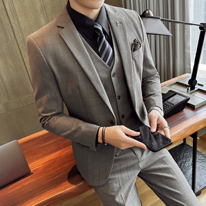 2025秋季新西装套装修身休闲商务大码工西服男士礼服SJT9988-P285图片