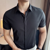 2025夏季青少年条纹衬衫男短袖商务休闲衬衣A311-CS362-P68，男装T恤，电商A311
