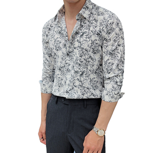 2025春季新男士长袖衬衫商务寸衫发型师方领衬衫A311-CSZ7805-P40图片