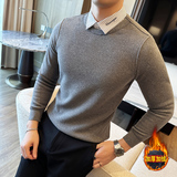 2024酒店风男士假两件男士长袖衬衫毛衣MYZ91-P68，男装针织衫/毛衣，电商A311