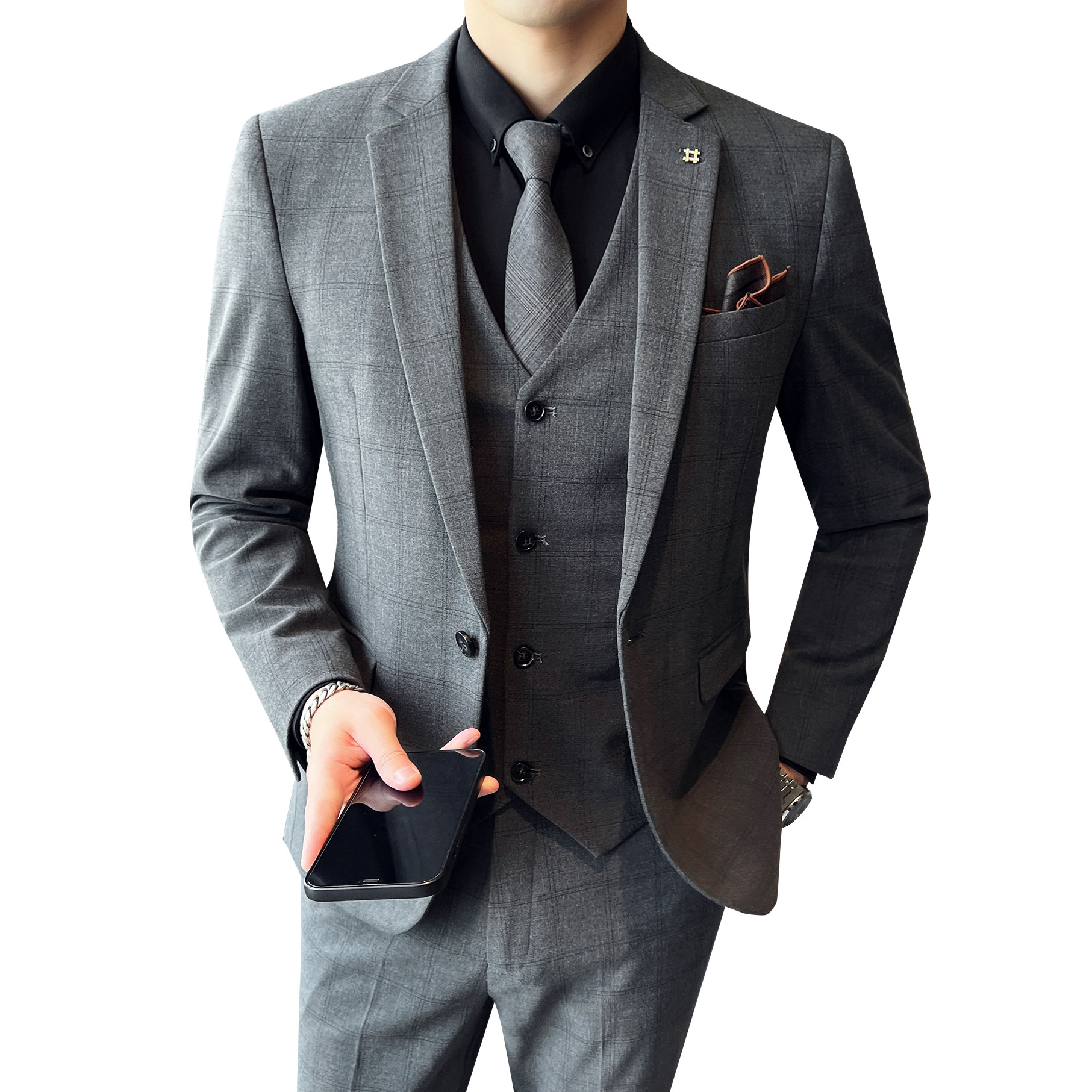 2025秋季新西装套装修身休闲商务大码工西服男士礼服SJT9963-P285,男装西服套装,电商A311