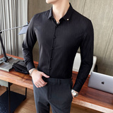 24春款流星雨长袖衬衫男士韩版修身帅气衬衣潮流衬衫装CS8861-P68，男装衬衫，电商A311