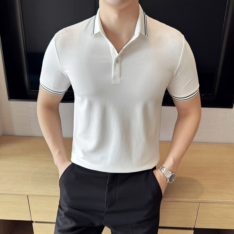 2025条纹短袖polo衫男士夏季商务休闲潮流T恤A311-PLC05-P45,男装Polo衫,电商A311