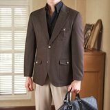 2025休闲西装外套男士春秋高级感痞帅老钱风制服A311-DX812-P170，男装西服套装，电商A311