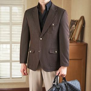 2025休闲西装外套男士春秋高级感痞帅老钱风制服 A311-DX812-P170图片