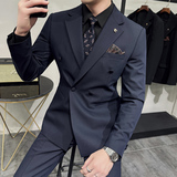 灰墙景2025春季套装修身休闲商务大码西服A311-SJT9001-P285，男装西服，电商A311