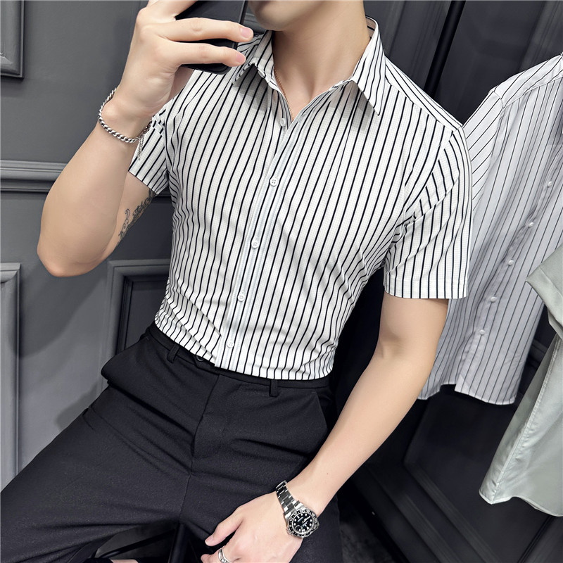 2025夏季短袖无痕衬衫韩版修身商务休闲衬衣男A311-CSZ6800-P60,男装T恤,电商A311