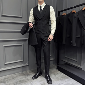 2026伴郎服兄弟装团条纹马甲裤春季礼服婚礼结婚MJT9022-P135图片