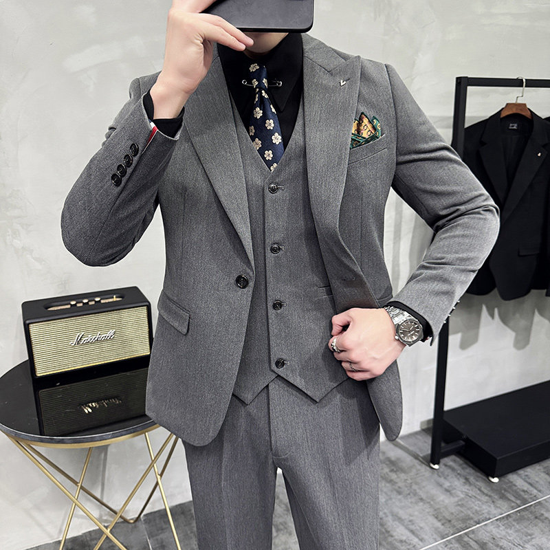 2025春季西装一粒扣套装修身休闲商务大码工西服男士SJT6888-P245，男装西服套装，电商A311