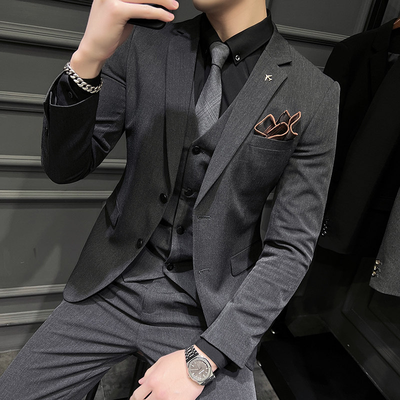 22春季青年西装套装修身商务休闲大码工西服男士礼服SJT9889-P265,男装西服套装,电商A311