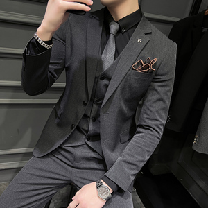 22春季青年西装套装修身商务休闲大码工西服男士礼服SJT9889-P265图片