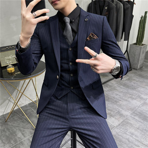 21春西服套装男士三件套韩版修身小西装新郎结婚礼服SJT9902-P285图片