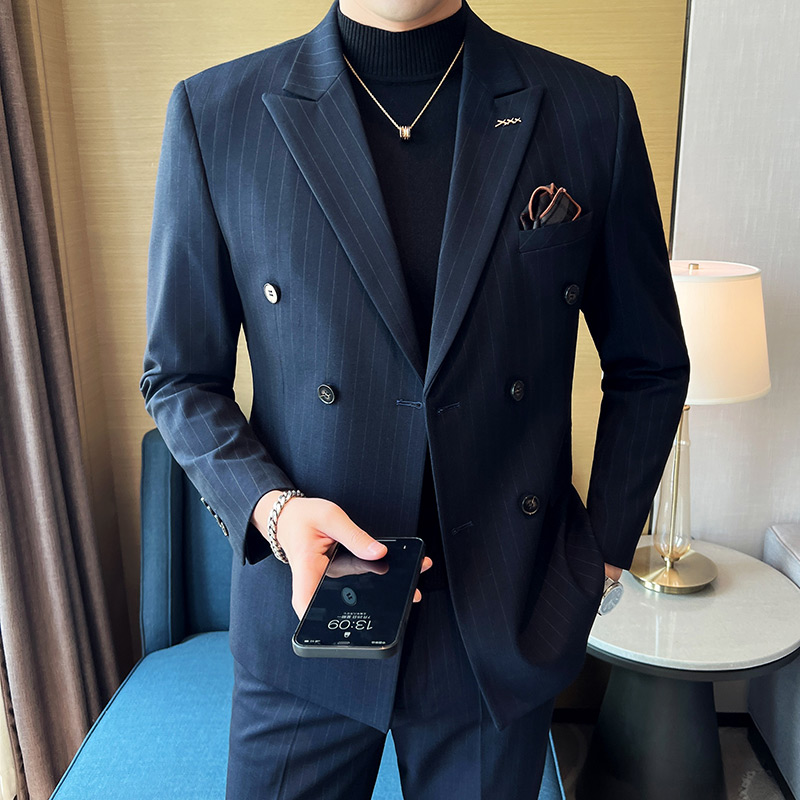 24秋季新西装套装修身商务休闲大码双排西服男士礼服LJT9962-P235，男装西服套装，电商A311
