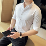 2025春季青年纯色修身衬衫男长袖商务休闲衬衣A311-CSC2401-P58，男装衬衫，电商A311