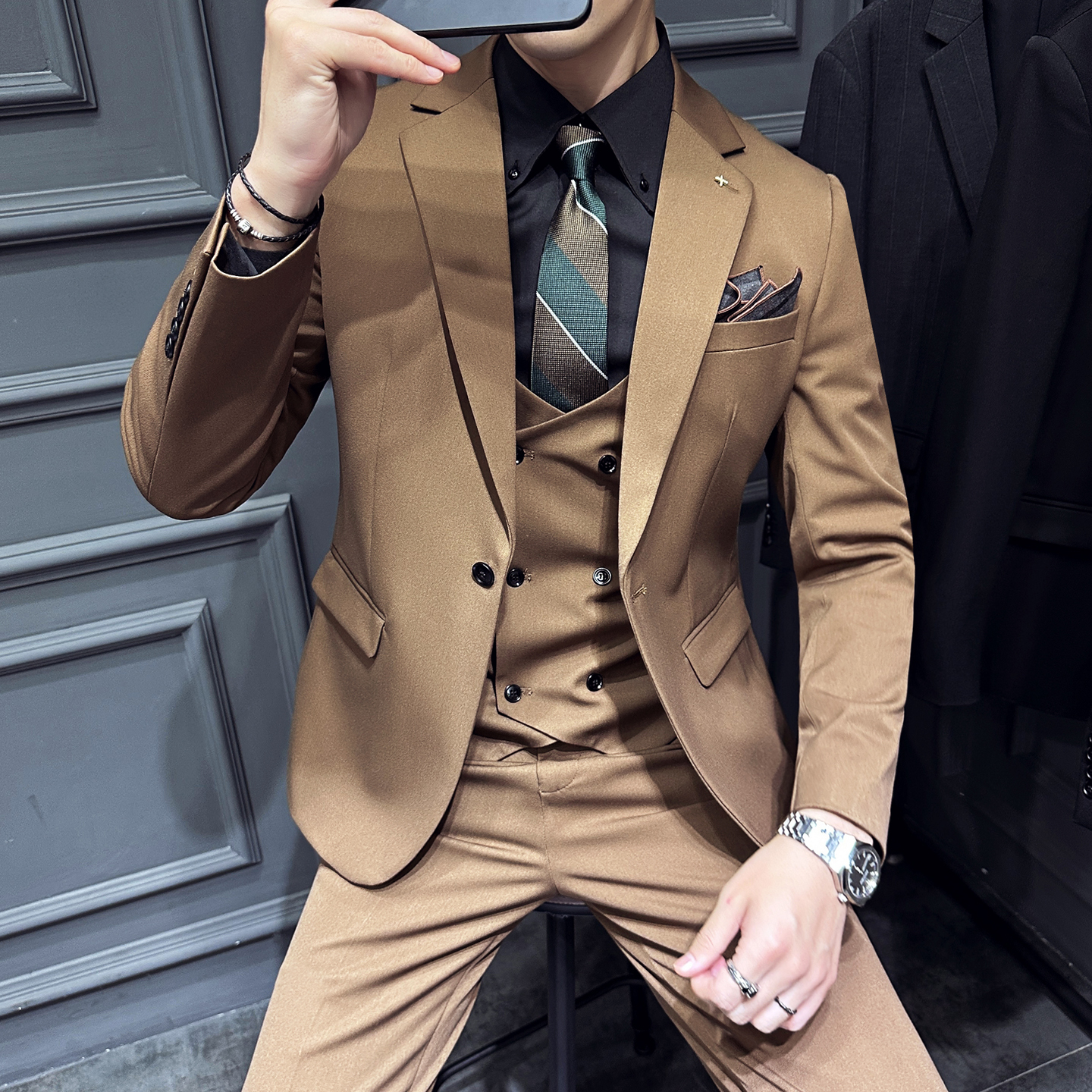 木框景五色主推款西服套装商务大码工西服男士SJT9981-P285，男装西服套装，电商A311