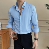无痕老钱风桑婵丝25秋季男士长袖衬衫商务衬衣A311-CSZ6606-P58，男装衬衫，电商A311