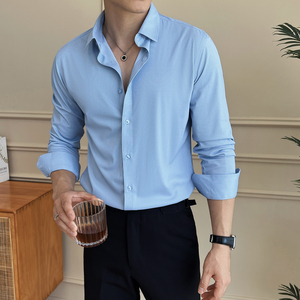 无痕老钱风桑婵丝 25秋季男士长袖衬衫商务衬衣A311-CSZ6606-P58图片