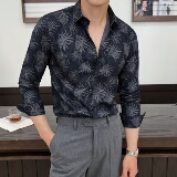 2025秋冬新男士长袖衬衫商务寸衫发型师方领衬衫A311-CSZ7791-P58，男装衬衫，电商A311