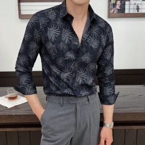 2025秋冬新男士长袖衬衫商务寸衫发型师方领衬衫A311-CSZ7791-P58图片