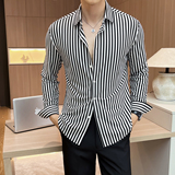 酒店景2025秋季新款无痕条纹长袖衬衫男休闲A311-CS3605-P68，男装衬衫，电商A311