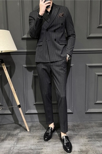 2025秋冬西装套装修身休闲商务大码工西服男士礼服LJT6833-P210图片