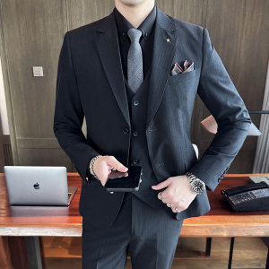 23春季西装男套装条纹商务正装西装男士西服潮A311-SJT9971-P285图片