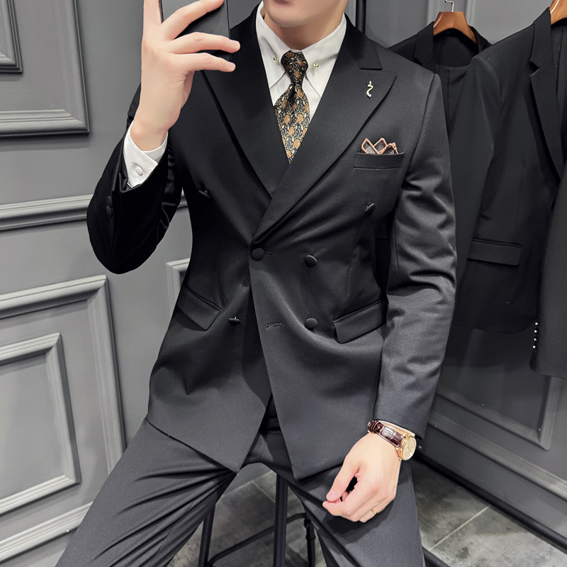 绵羊毛西服套装男士休闲外套修身西装三件套结婚礼服SJT9998-P310,男装西服套装,电商A311