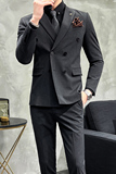 24秋季新西装套装修身商务休闲大码双排西服男士礼服SJT9890-P265，男装西服套装，电商A311