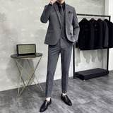 灰墙景2025春季套装修身休闲商务大码西服A311-SJT9961-P285，男装西服，电商A311