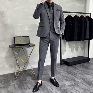 灰墙景 2025春季套装修身休闲商务大码西服A311-SJT9961-P285图片