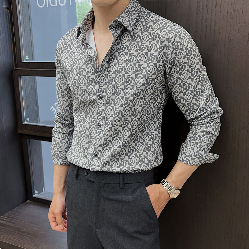 2025春季新男士长袖衬衫商务寸衫商务风方领衬衫A311-CSZ7792-P53图片