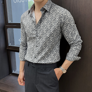 2025春季新男士长袖衬衫商务寸衫商务风方领衬衫A311-CSZ7792-P53图片