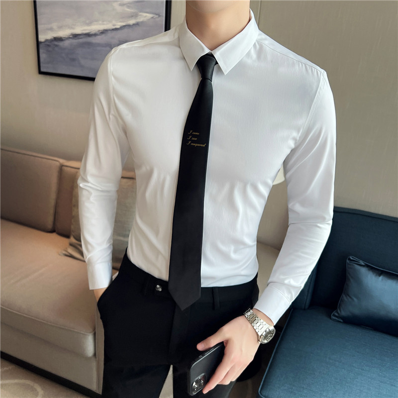 2024商务衣服衬衫男长袖修身衬衣无痕纯色百搭四季寸衣CS8885-P68，男装衬衫，电商A311