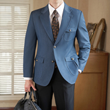 2025休闲西装外套男士春秋高级感痞帅老钱风制服A311-DX812-P170，男装西服套装，电商A311
