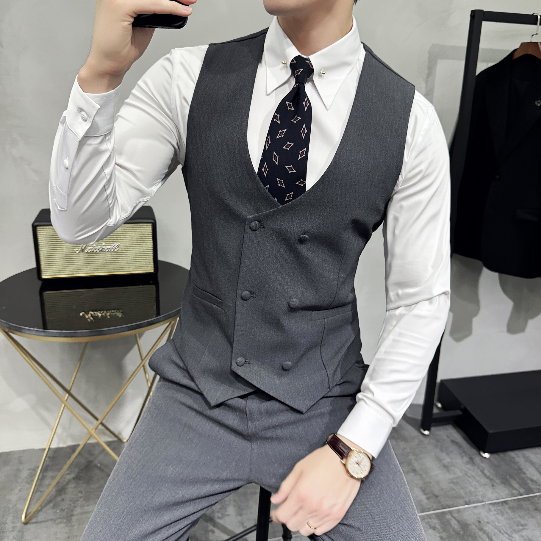 2025秋季新款男士马甲套工作服职业装少爷马夹A311-MJT9995-P130,男装背心/马甲,电商A311
