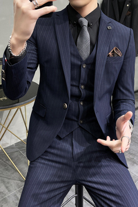 21春西服套装男士三件套韩版修身小西装新郎结婚礼服SJT9902-P285图片