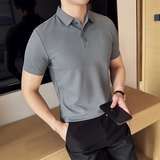 无痕压胶格子POLO衫男2025夏季新款帅气T恤A311-WHC01-P48，男装Polo衫，电商A311