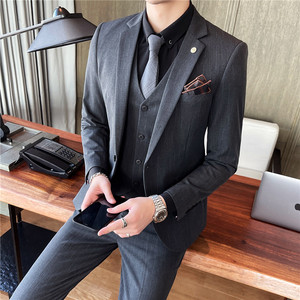 新郎西服套装男士三件套结婚礼服休闲正装帅气小西装SJT9905-P285图片
