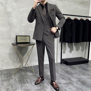 秋季男三件套结婚礼服休闲正装韩版修身英伦西服套装SJT9995-P285图片