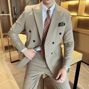 2024春季双排扣西装套装修身休闲商务西服男士A311-LJT9993-P235图片