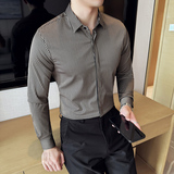 蓝白条纹长袖衬衫男士2025新款高级感修身男装A311-CSC2402-P58，男装衬衫，电商A311