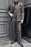 24新款男士三件套结婚礼服休闲正装修身英伦西服套装SJT9995-P285，男装西服套装，电商A311